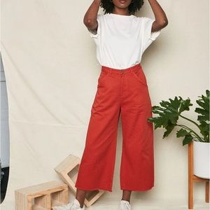 Organic Cotton Painter Pants in Red